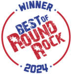 Winner Best of Round Rock 2024 award badge showcasing Salt Air & Electric’s local community recognition