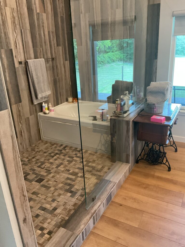 Hall bathroom and powder room renovation in Austin